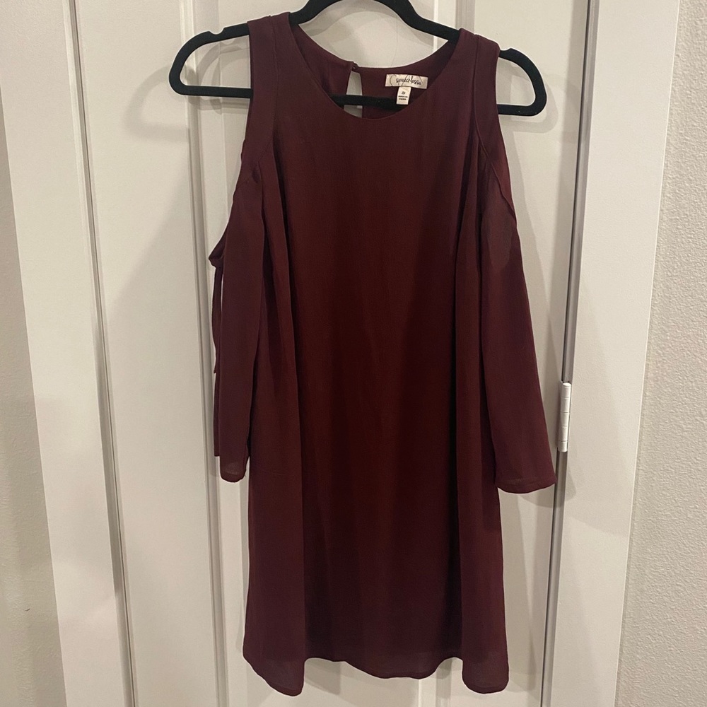 Maroon Open Shoulder Dress